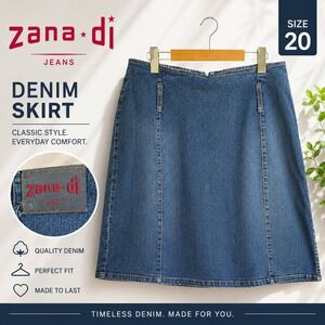 Zana-Di Vintage Blue Denim Skirt Plus Size 20 Medium Wash A-Line Mini‎ Skirt